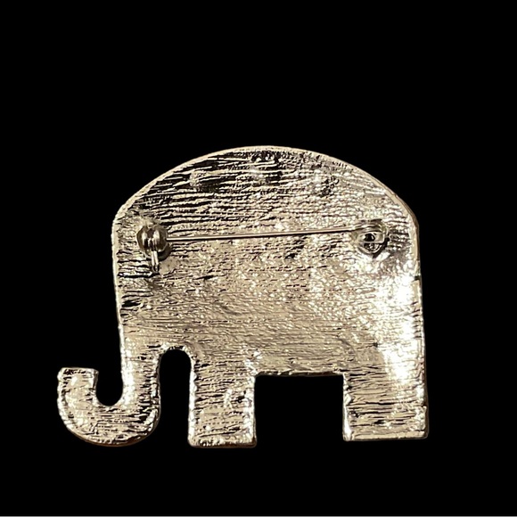 🇺🇸Blingy Sparkly Patriotic Red White & Blue Republican Elephant Silver Brooch! - Picture 7 of 8